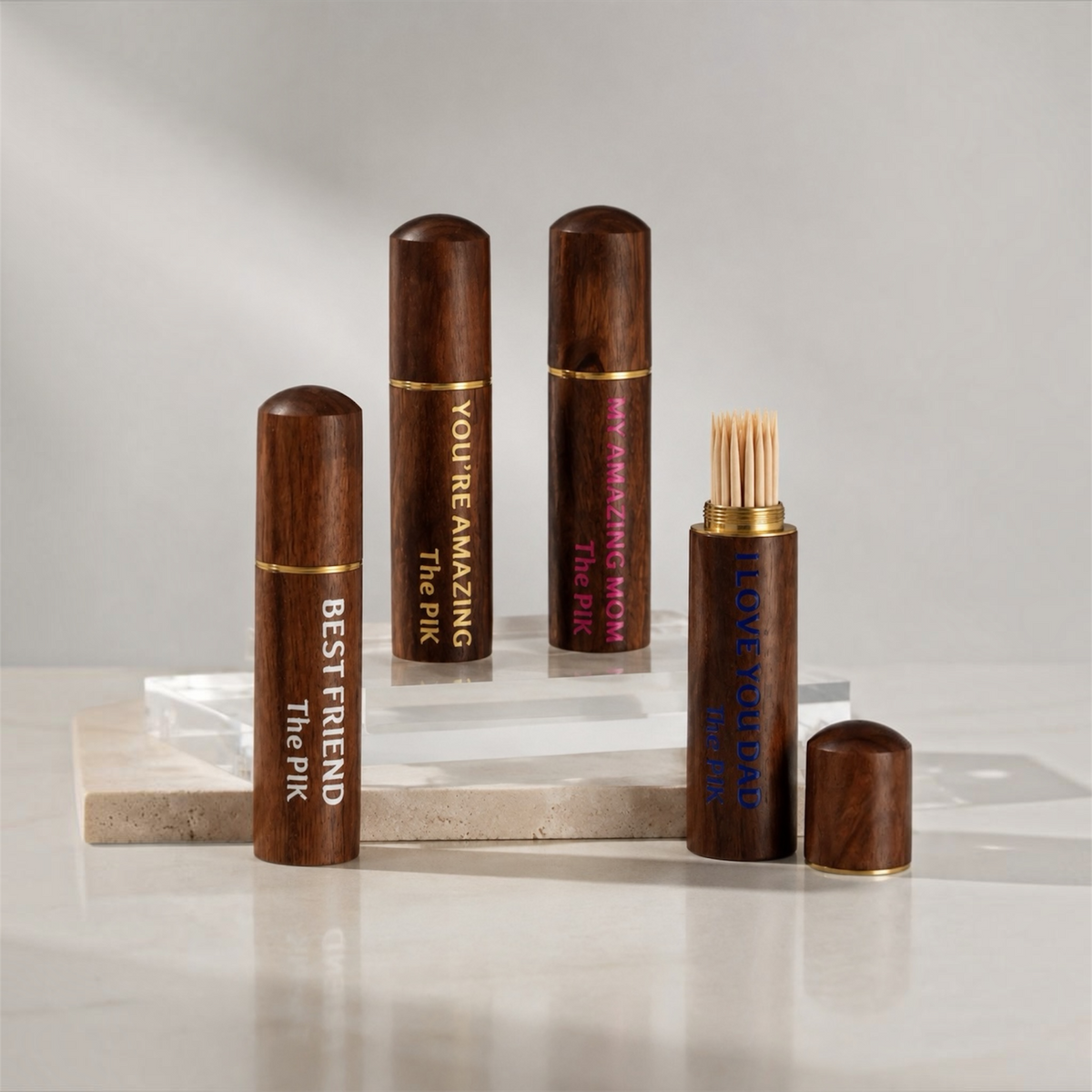 THE PIK - Personalized Premium Wooden Toothpick Holder